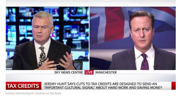 Eamonn Holmes interviewing David Cameron on Sky News