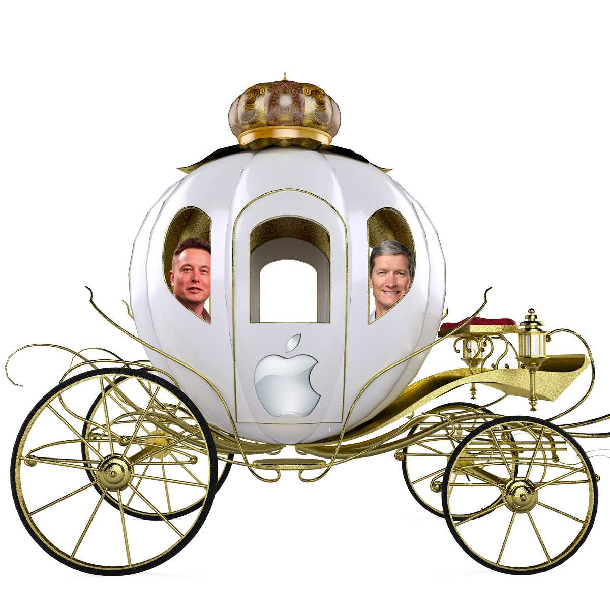 Elon Musk and Tim Cook Taking a Ride in TMO's Rendering of an Apple Car