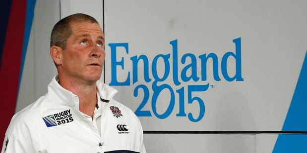 England's coach Stuart Lancaster comes out for the second half during the Rugby World Cup Pool A match between England and Australia