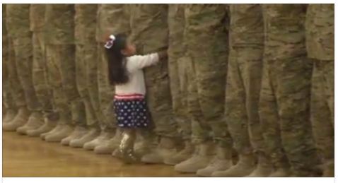 Girl Can't Wait Another Second, Runs to Hug Soldier Dad Who Just Returned Home