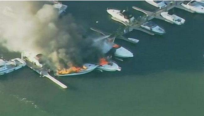 Firefighters battle boat fire at Quincy marina