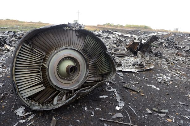 Flight MH17 at the crash site in the village of Hrabove, some 80km east of Donetsk