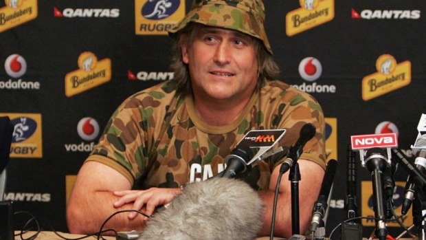 Former Wallabies attack coach Scott Johnson once turned up to a press conference in camouflage