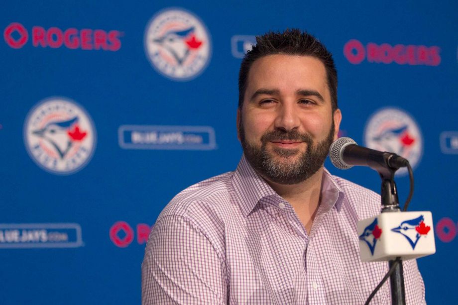 Toronto Blue Jays general manager Alex Anthopoulos attends a season-ending news conference in Toronto on Monday Oct. 26 2015. Anthopoulos helped build a baseball team that ended its 22-year playoff drought before losing to the Kansas City Royals in the