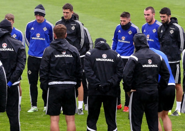 Portadown-born Luke Mc Cullough during a Northern Ireland training session this week in pursuit of EURO 2016 qualification. Pic by Press Eye Ltd