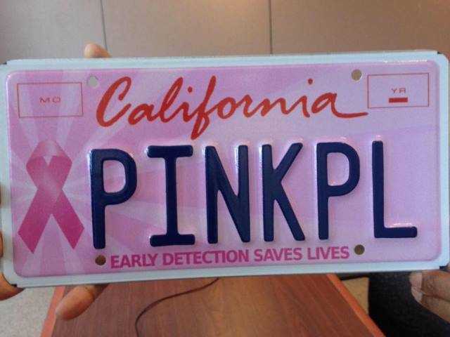 Gov. Jerry Brown encourages drivers to puchase pink ribbon license plates for their cars in honor of Breast Cancer Awareness Month in October