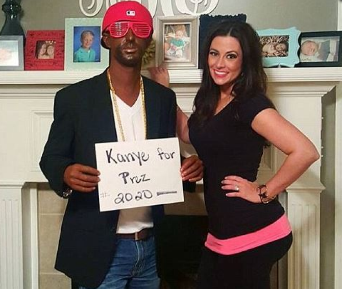 Heath Morrow and his wife Shannon dressed as Kanye West and his wife Kim Kardashian.   		Twitter