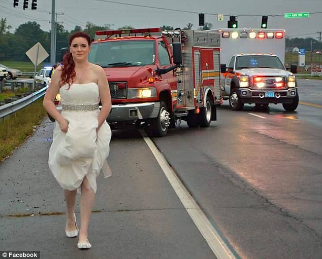 Here comes the bride Paramedic Sarah Ray rushed to the scene of an accident to help her family an hour after her wedding