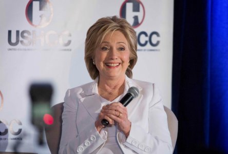 Democratic U.S. presidential candidate Hillary Clinton speaks during a question and answer session hosted by the United States Hispanic Chamber of Commerce in San Antonio Texas