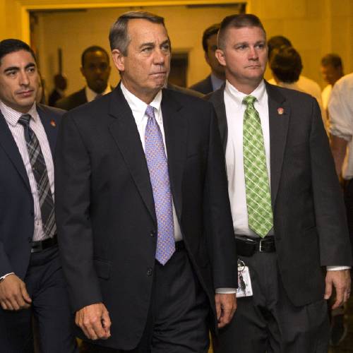 Speaker John Boehner of Ohio arrives for a meeting where Republicans will nominate candidates to replace him Thursday Oct. 8 2015 on Capitol Hill in Washington. After two tumultuous weeks that saw the current speaker announce