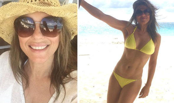 Elizabeth Hurley showcased her toned figure on Instagram yesterday