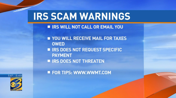 IRS sends warning over scams story image