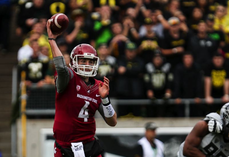 Luke Falk's passing will lead Washington State in its bid Saturday for the second leg of a sweep of Oregon's Pac-12 teams