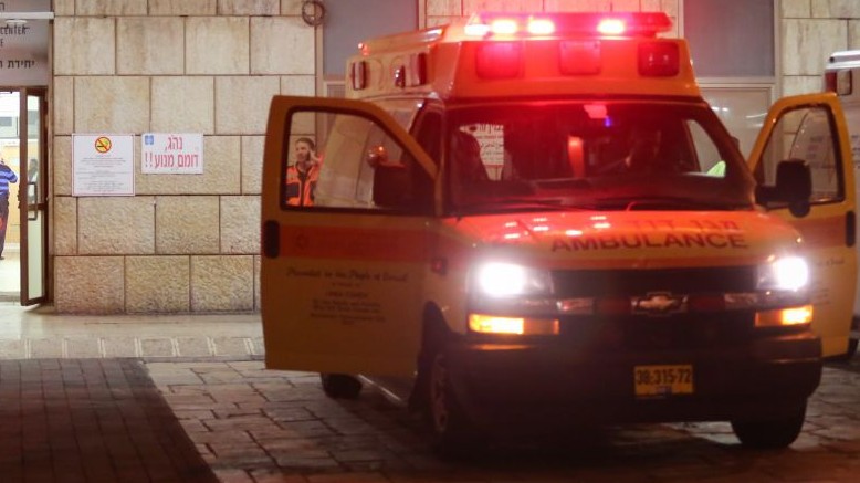 Illustrative of a Magen David Adom ambulance outside an Israeli hospital