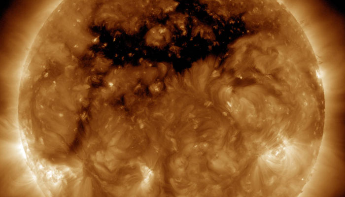 NASA's Solar Dynamics Observatory reveals large 'coronal hole&#039 on sun's surface