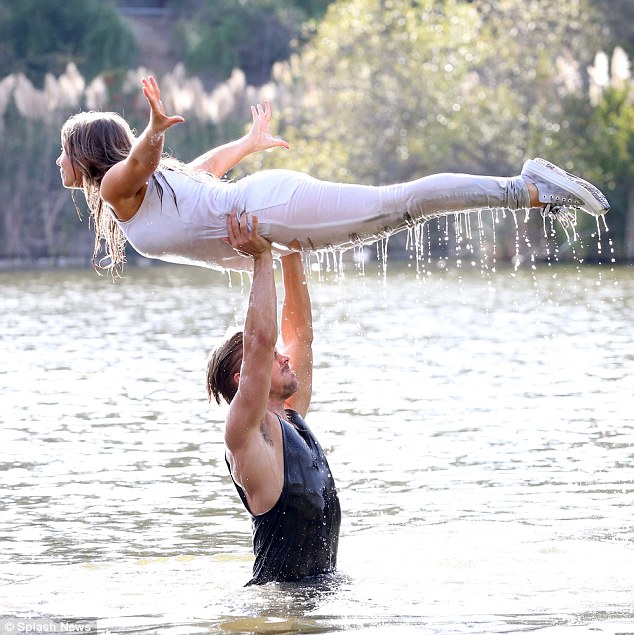 Impressive form Bindi Irwin and Derek Hough recreated an iconic scene from Dirty Dancing on Friday as they prepare for their next performance