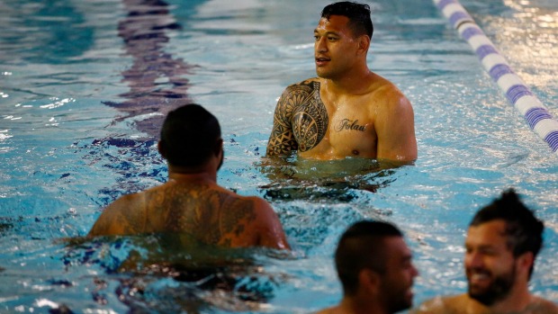 Israel Folau during a team recovery session in London on Sunday