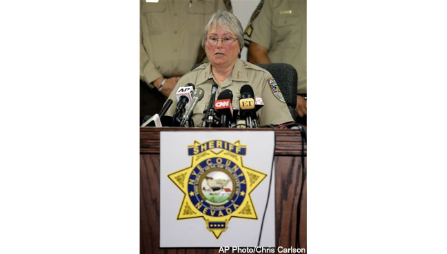 Nye County Sheriff Sharon Wehrly talks to the media about former NBA basketball player Lamar Odom during a new conference Wednesday Oct. 14 2015 in Pahrump Nev