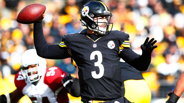 Landry Jones #3 of the Pittsburgh Steelers drops back to pass in the second half during the game against the Arizona Cardinals