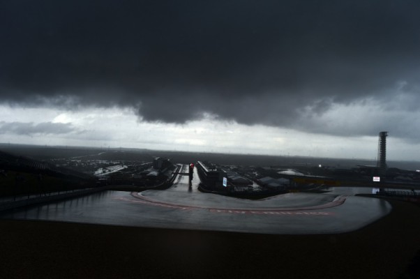 AFP  Jewel Samad Storm clouds hover over the Circuit of The Americas in Austin Texas as a heavy downpour led to the cancellation of the second practice session ahead of the US Formula One Grand Prix