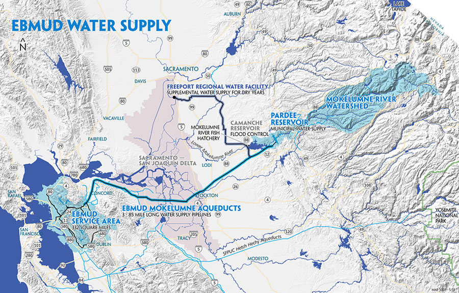 Map of the East Bay Municipal Utility District