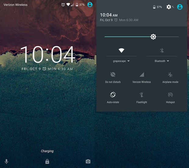 Marshmallow’s Lock screen now features bolder font and Quick settings in the Notification shade