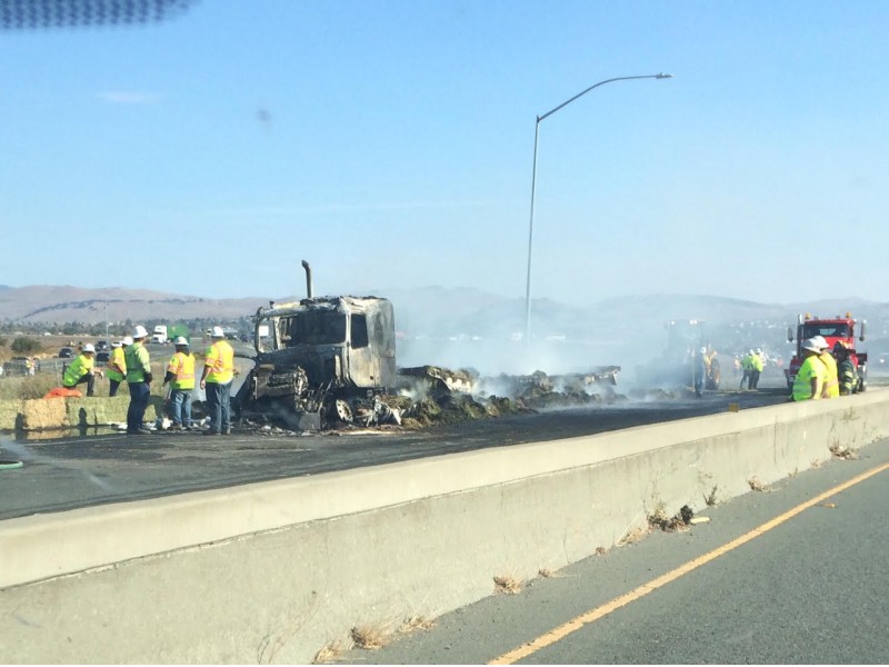 Two Big Rigs Catch Fire Snarl Friday Morning Commute