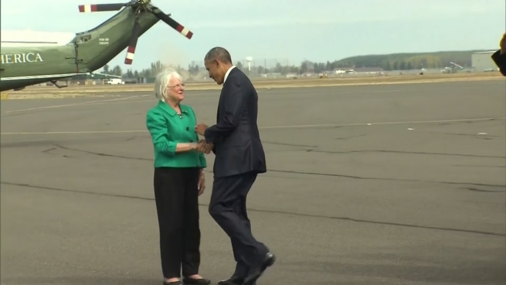 Mayor Kitty Piercy meeting President Obama