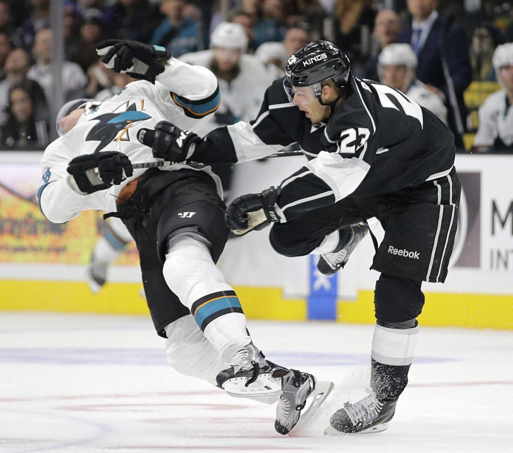 Milan Lucic's Kings debut ends with ejection for going after Logan Couture