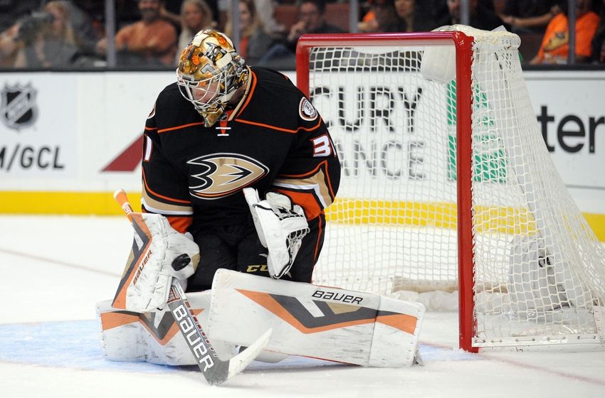 Frederik Anderson bats puck like baseball with beautiful stick save