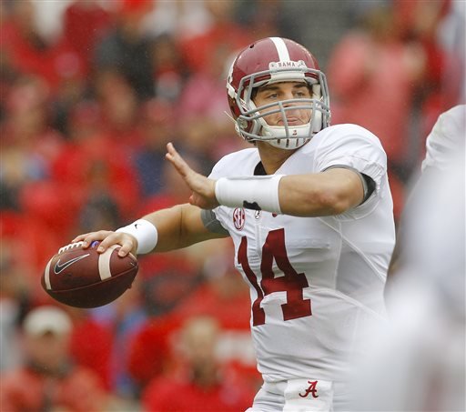 Alabama quarterback Jake Coker throws a pass in the first half of an NCAA college football game against Georgia Saturday Oct. 3 2015 in Athens Ga