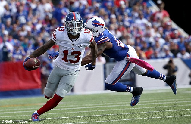 Odell Beckham Jr breaks free from Duke Williams during the Giants win against the Bills