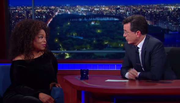 Oprah Winfrey and Stephen Colbert