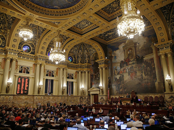 Members of the Pennsylvania House of Representatives debate Wednesday Oct. 7 2015 at the state Capitol in Harrisburg Pa. Gov. Tom Wolf´s tax proposal is being debated in the state House of Representatives in the first-term Democrat´s effort to bre