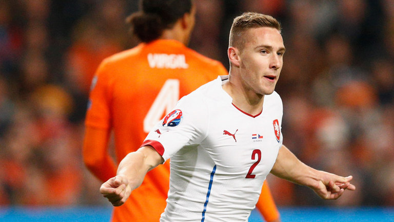 Pavel Kaderabek celebrates the Czech Republic's opening goal