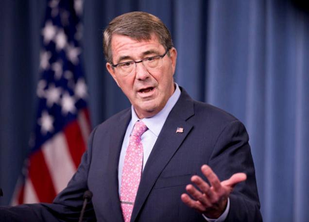 Defense Secretary Ash Carter speaks to reporters during a news conference at the Pentagon