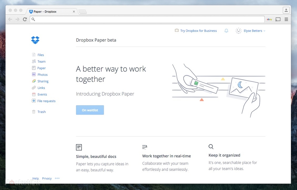 Pocket-lint		Dropbox Paper is a Google Docs-like text editor that doubles as a chat room							
							
			Facebook	Twitter	Pintrest	Linked In	Google+	Mail	
	Comment