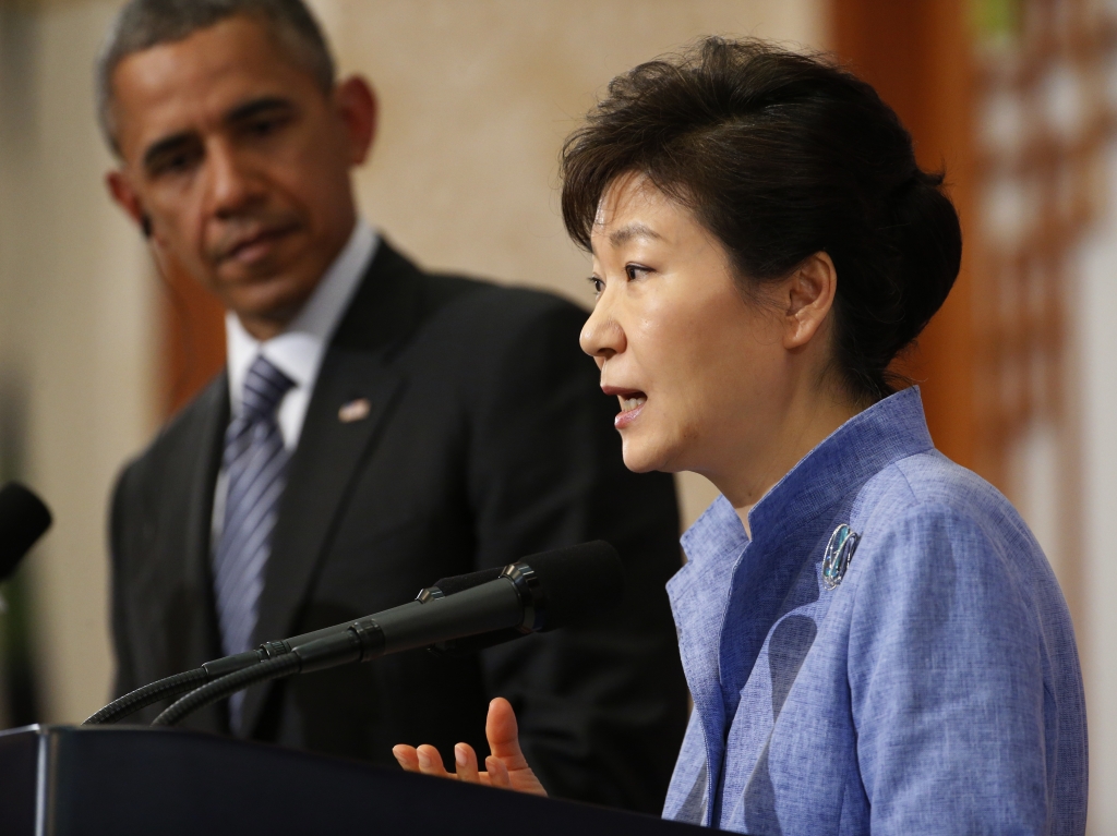 President Obama and South Korean President Park Geun-hye met in Seoul last year.    Charles Dharapak    
  AP