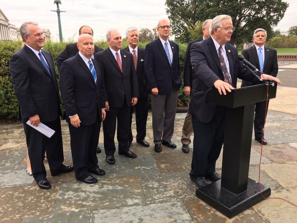 Rep. Joe Barton of Texas speaks following the passage of his bill to end the ban on crude oil exports