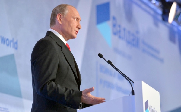 Putin delivers Speech at the final plenary session of the 12th annual meeting of the Valdai International Discussion Club in Sochi Russia on 22 October 2015