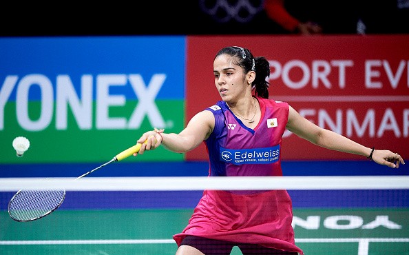 Saina Nehwal in action earlier today