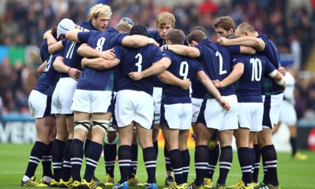 Scotland huddle before last week's match against South