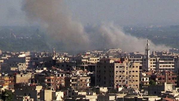 Smoke at the Syrian capital Damascus after a series of airstrikes on an unspecified date