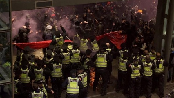 It was the second pro-refugee action to have taken place at St Pancras station this month after protesters glued themselves to ticket barriers and threw fake blood on themselves