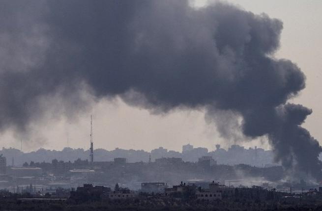 Smoke billowing from the Gaza Strip following an Israeli air strike