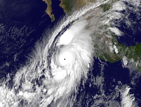 The Category 5 Hurricane Patricia is seen in the Eastern Pacific closing in on Mexico's coast