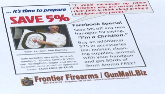 The Oregon shootings have prompted a Tennessee gun store owner to offer Christians a discount on their gun purchases