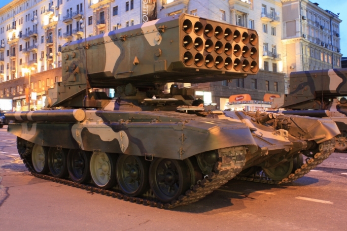 The TOS-1 Buratino multiple rocket launcher