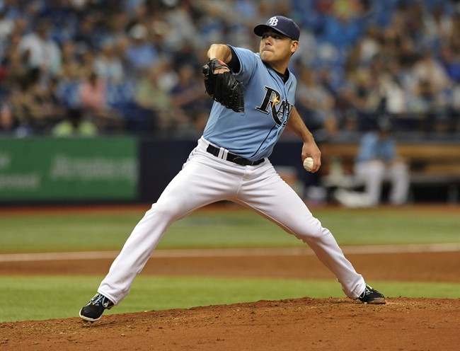 Tampa Bay Rays starter Matt Moore pitches against the Toronto Blue Jays during the second inning of a baseball game Sunday Oct. 4 2015 in St. Petersburg Fla