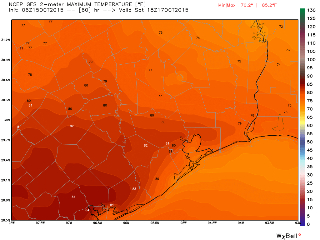 Feast your eyes on Saturday's forecast highs from the GFS model